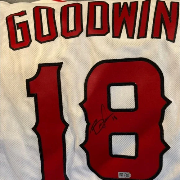 Nike White/Red Los Angeles Angels #18 Baseball Jersey